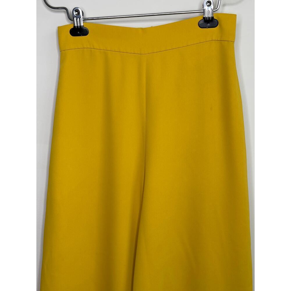Amanda Uprichard High Rise Wide Leg Cropped Trousers Mustard Yellow Women's S - Picture 3 of 7